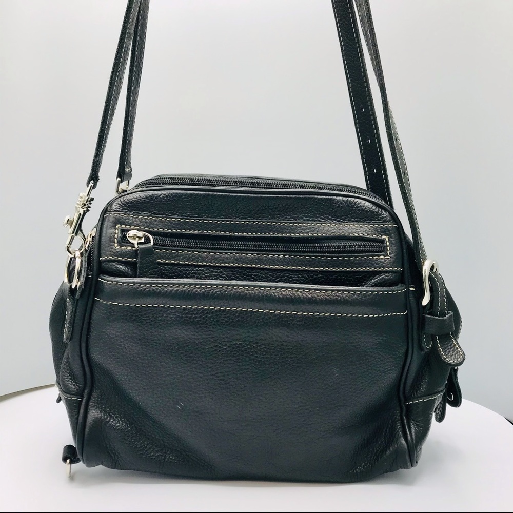 Roots Genuine Leather shoulder purse bag black